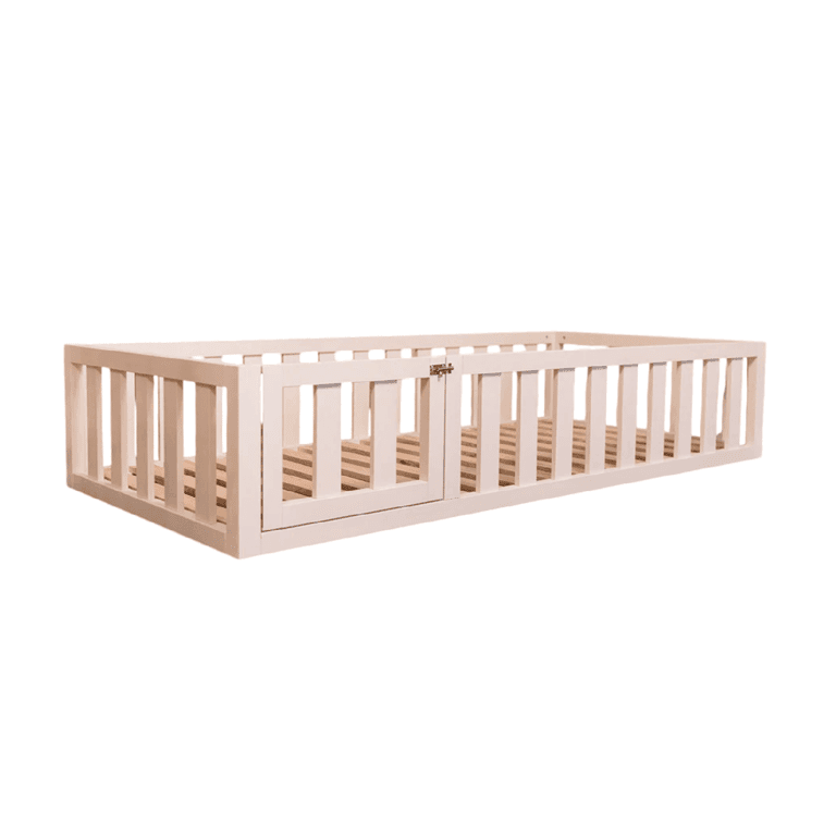 MandreleKids Vloerbed Wit met Vierkante Buitenhoeken en Deur Eenpersoons 190 x 90