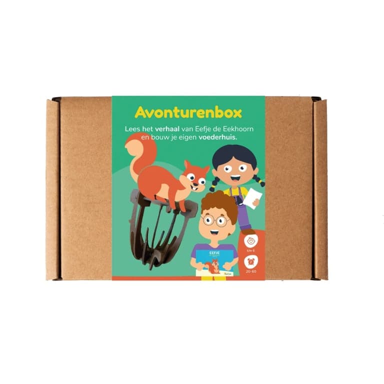 Kidiyo Avonturenbox: Boek, Speurkaart & Bouwpakket Eekhoorn Voederbakje