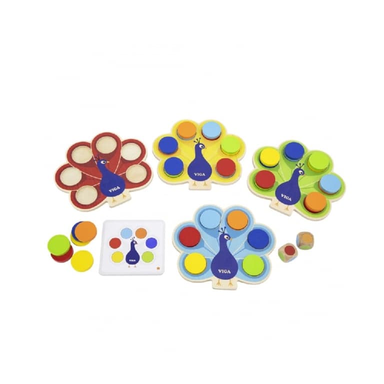 Viga Toys Kleur Matching Spel Pauwenstaart