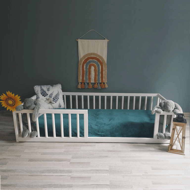 Eco Kids Universe Vloerbed met Ronde Spijlen wit Eenpersoons