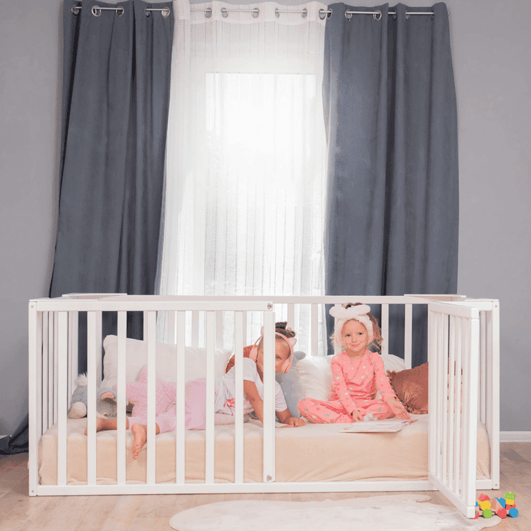 Busywood Vloerbed met relingen Wit Tweepersoonsmaat
