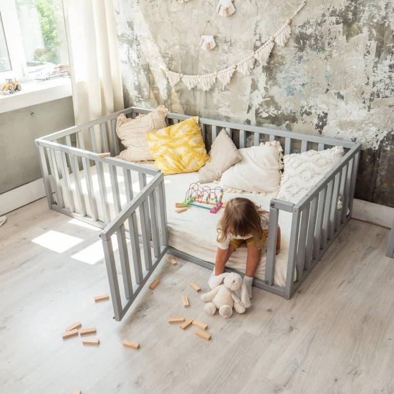 Busywood Vloerbed Box Volle Maat Grijs