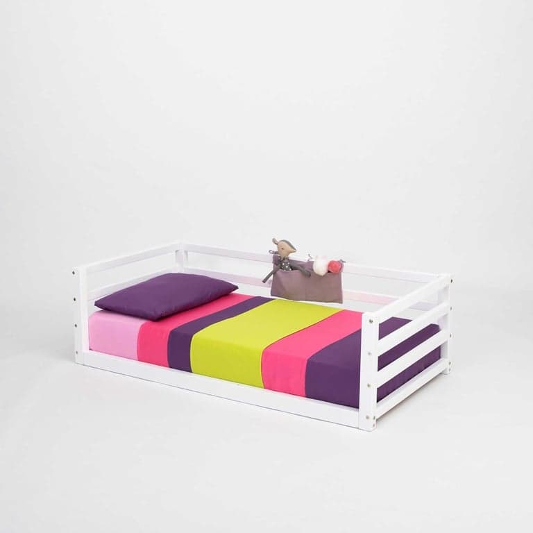 Sweet Home From Wood Montessori Vloerbed Met Reling Aan 3 Zijden 190 x 90 cm Wit