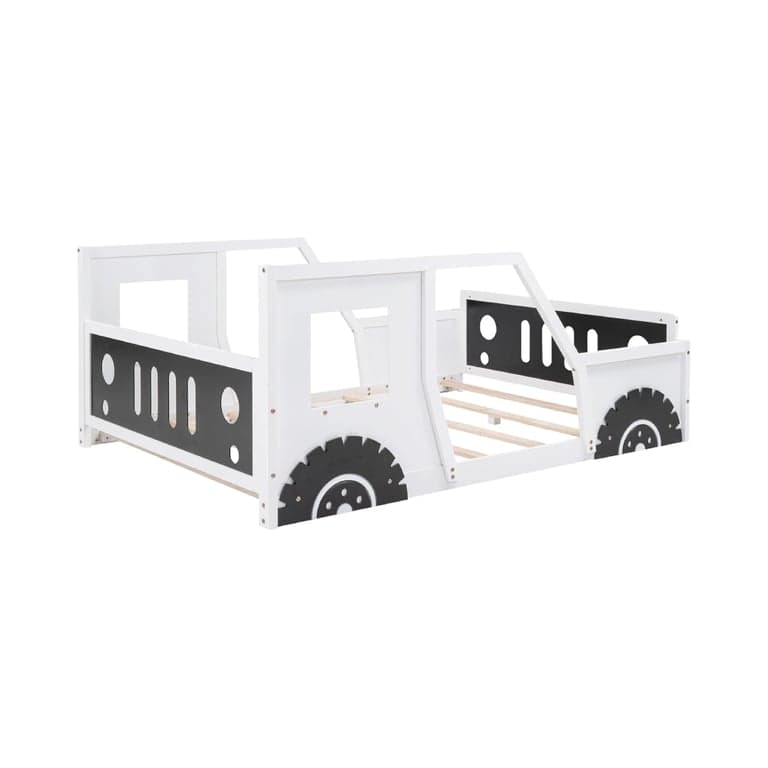 Harper & Bright Designs Autovormig Platformbed met Wielen Volle Maat Wit