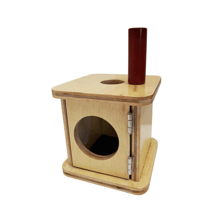 Nafees Creations Imbucare Doosje met Dun Cilinder Blokje Kaal Hout Gewaxt