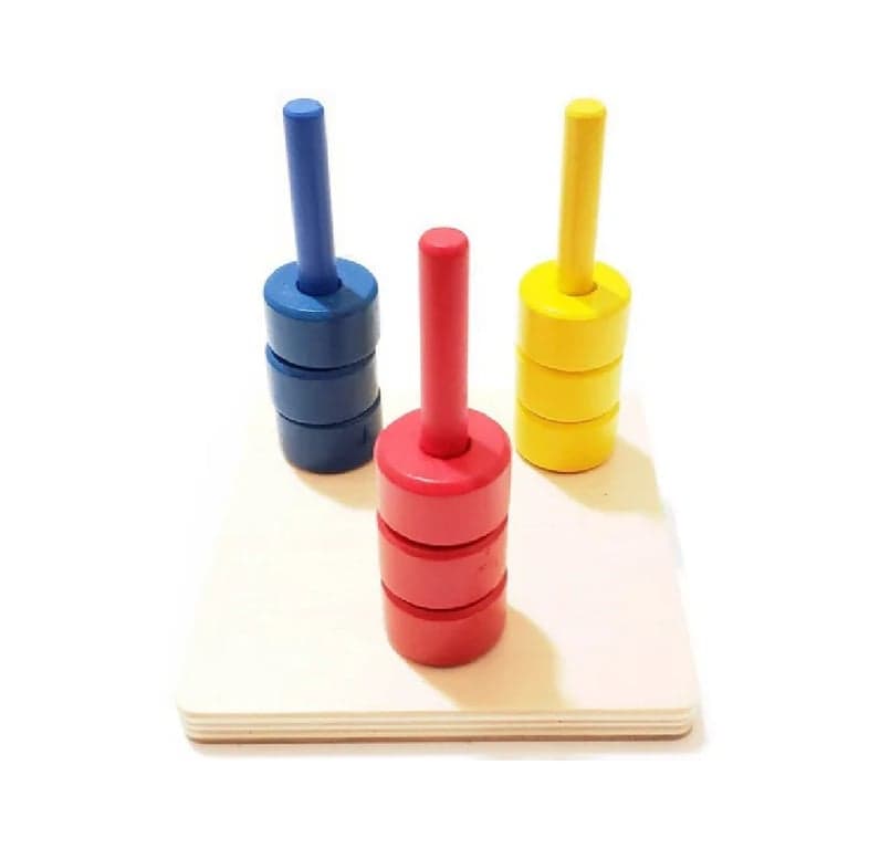 Pink Montessori Gekleurde Schijven op Drie Deuvels