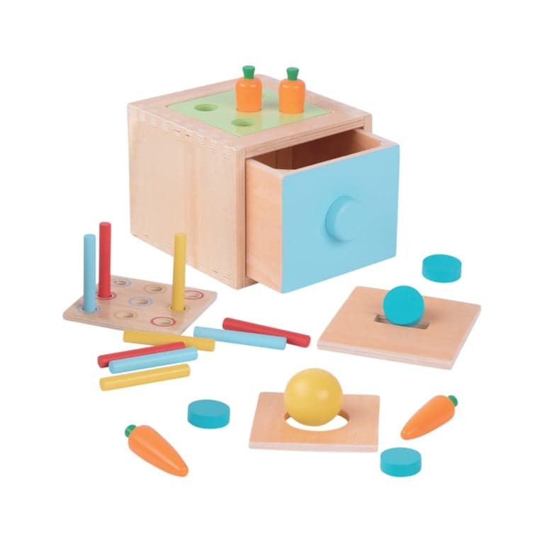 Woopie Green Objectpermanentie-doosje met lade wortel