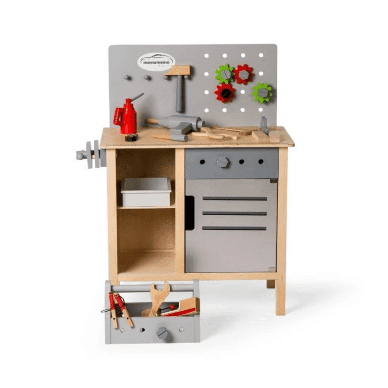 MamaMemo Wooden Workshop Tools Workbench