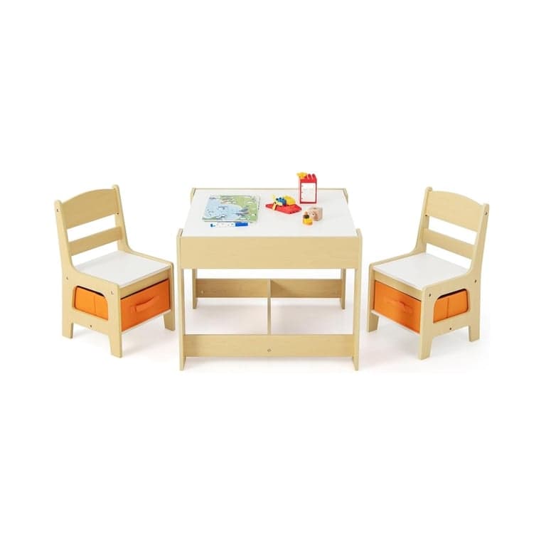 Honey Joy 3-in-1 Kindertafel & Stoelset Naturel