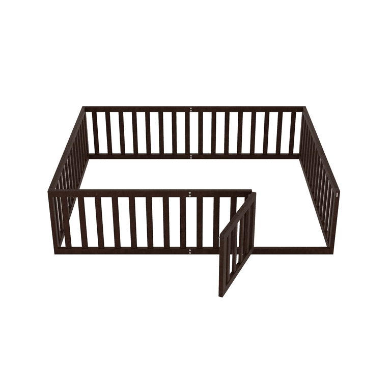 Meritline Queensize Vloerbedframe Met Hek & Deur Espresso