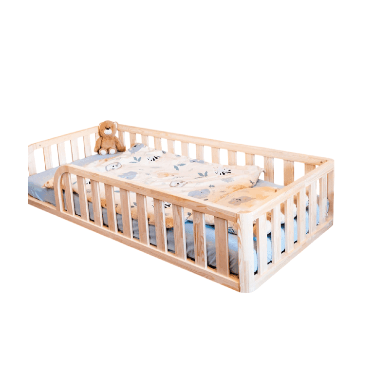 MandreleKids Vloerbed Naturel met Afgeronde Buitenhoeken Eenpersoons 190 x 90