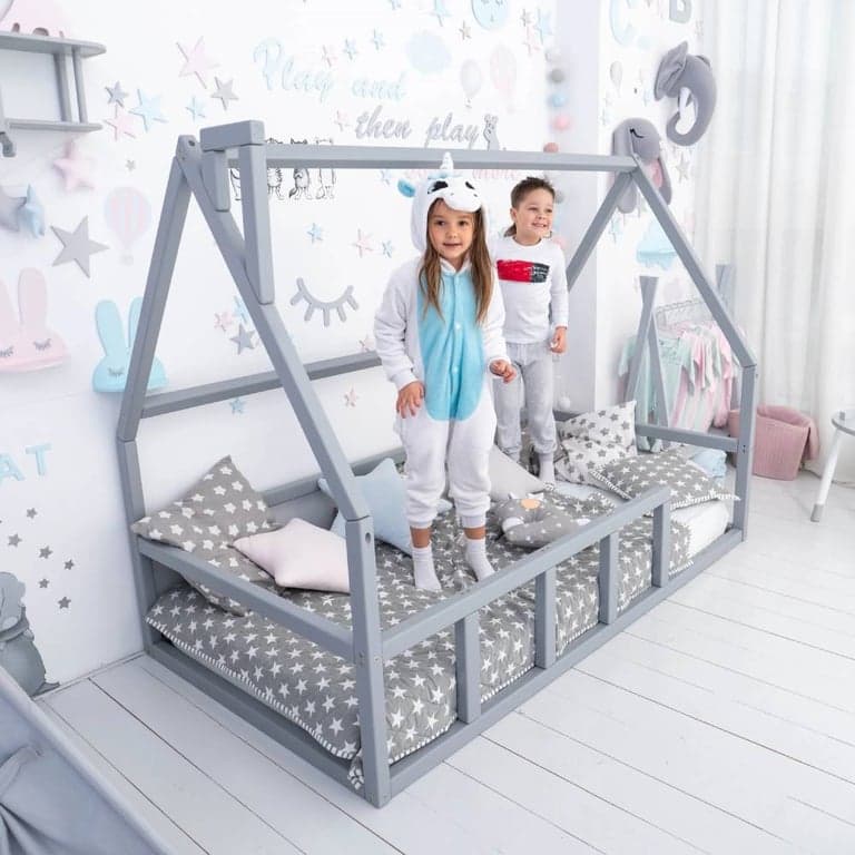 BusyWood Vloerbed Zonder Latten Model 1 Grijs King