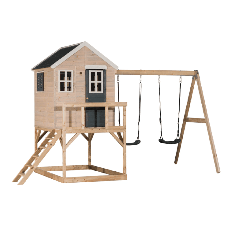 Wendi Toys My Lodge Schommelset met Platform en Dubbele Schommel Grijs