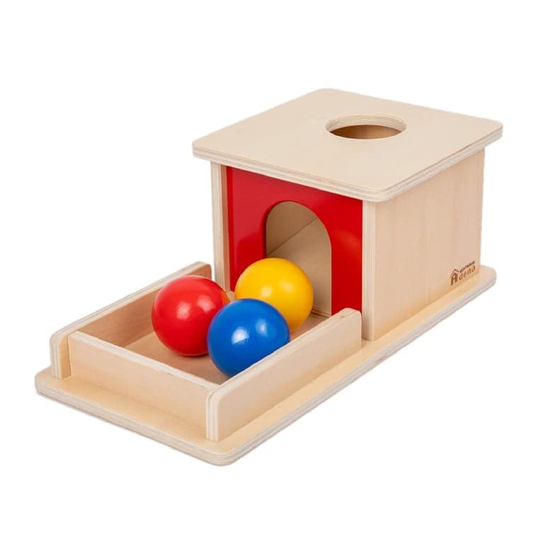 Adena Montessori Inwerpkist op Volledige Grootte met Bakje Drie Ballen Klassiek