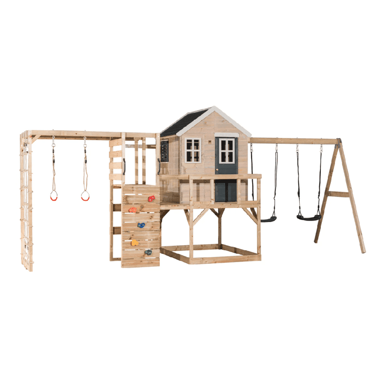 Wendi Toys My Lodge Schommelset met Platform, Dubbele Schommel en Gymbevestiging Grijs