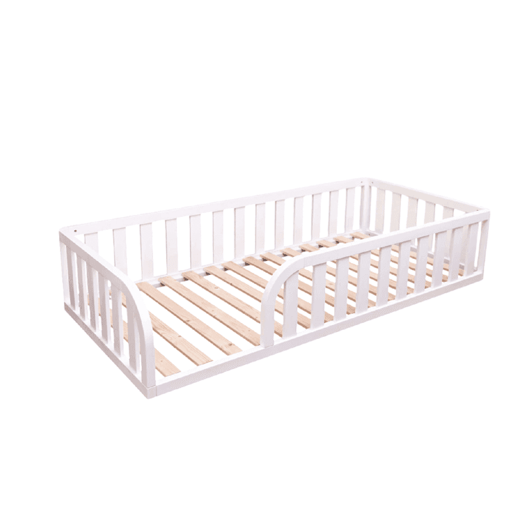 MandreleKids Vloerbed Wit met Afgeronde Opening aan Beide Zijden Eenpersoons 190 x 90