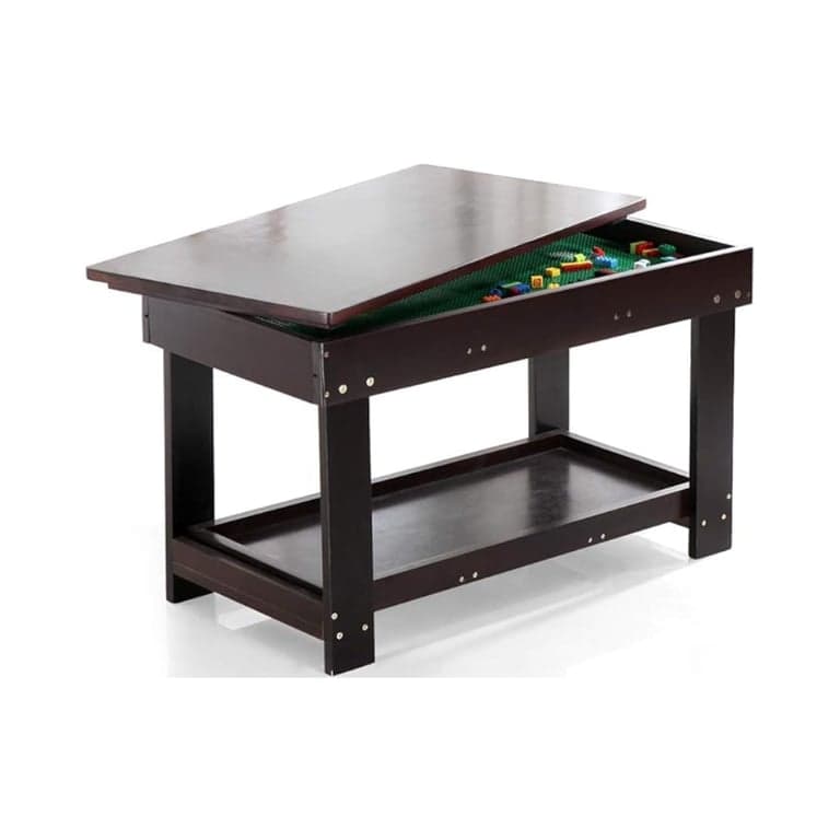 YouHi Kids Activiteitentafel met Bord Voor Bakstenen Donkerbruin