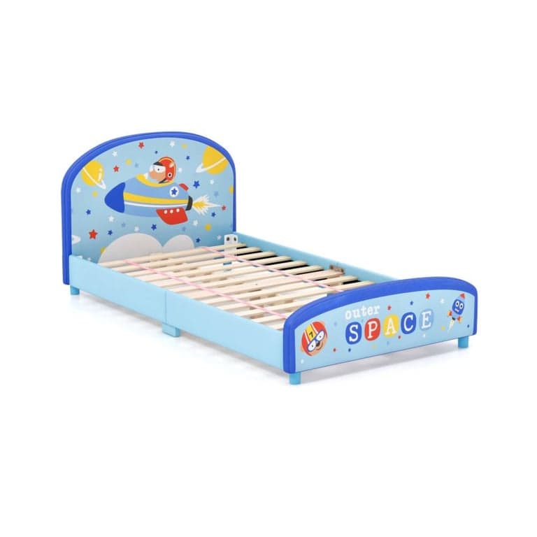 Costway Tweelingbed-Platform met Lattensteun Blauw