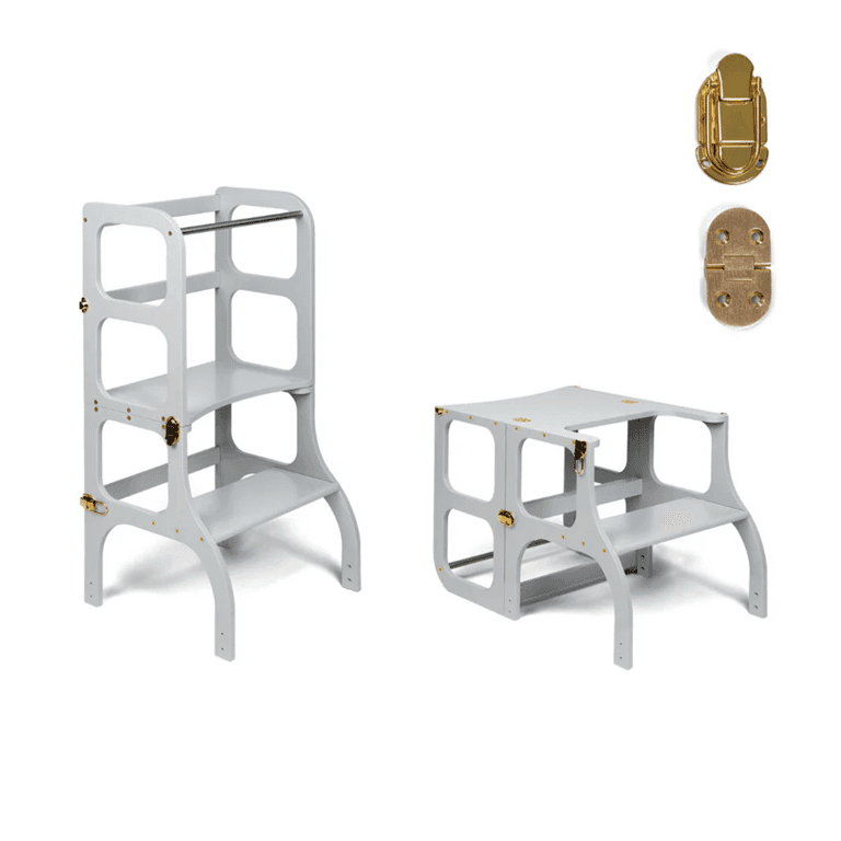 Ette Tete Leertoren Tafel Staan en Zitten Licht Grijs Met Goud Sluiting
