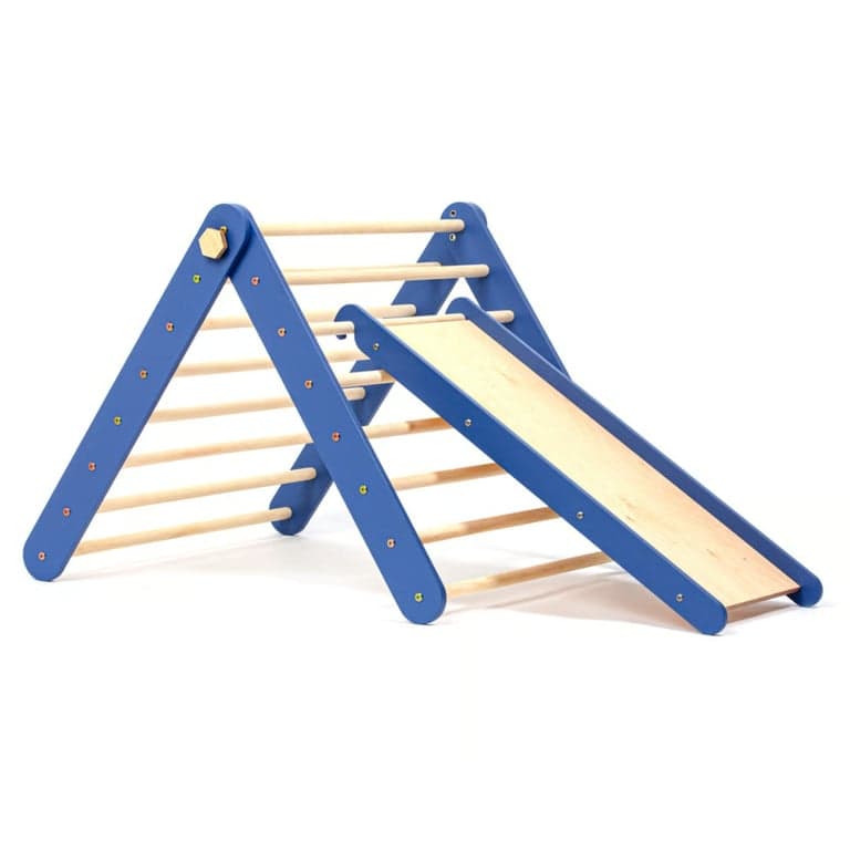 Duck Woodworks Klimdriehoek met Glijbaan Blauw