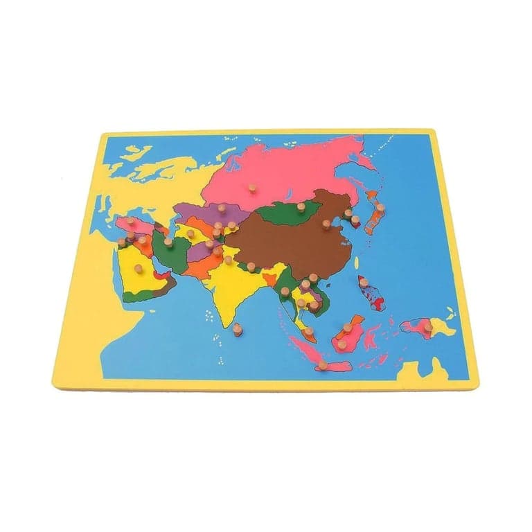 Pink Montessori Klein Bord Wereldkaart van Azië