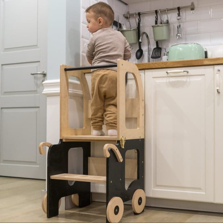 Family SCL Trolley Leertoren Zwart/Natuurlijk