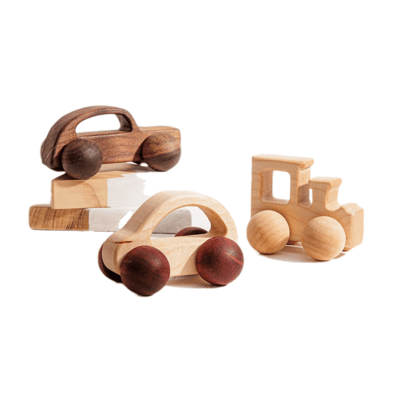 Wooden Teether 3-Delige Duw Auto Speelgoed Set 3