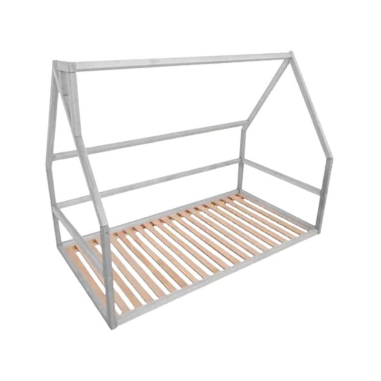 BusyWood Huis Vloerbed Met Latten Model 1 Grijs King