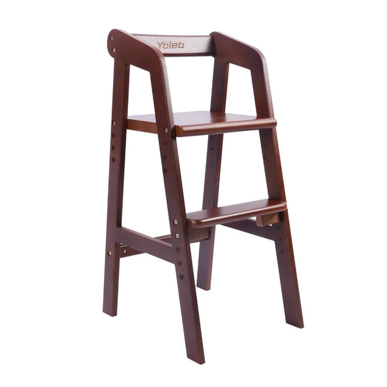 Yoleo Adjustable Houten Hoge Kinderstoel Notenbruin