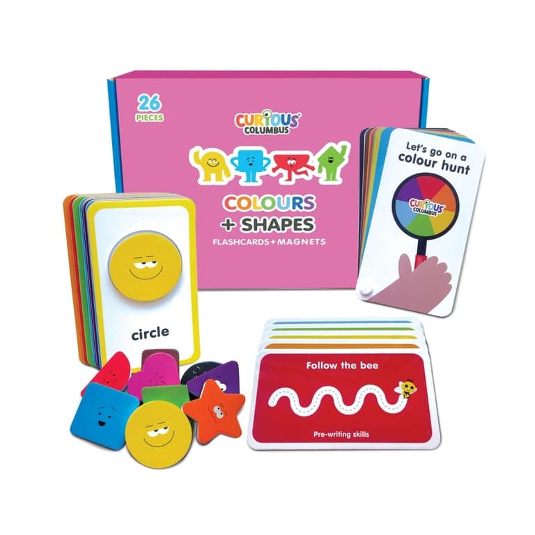 Curious Columbus Flashcards & Magnetische Kleuren en Vormen 26-delige Leer Set