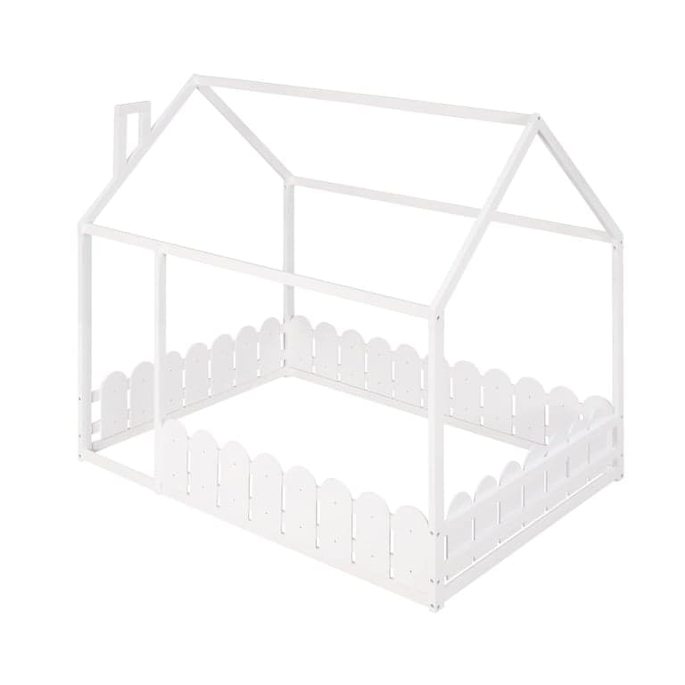 Bellemave Tweepersoons Vloerbed Frame met Reling Wit