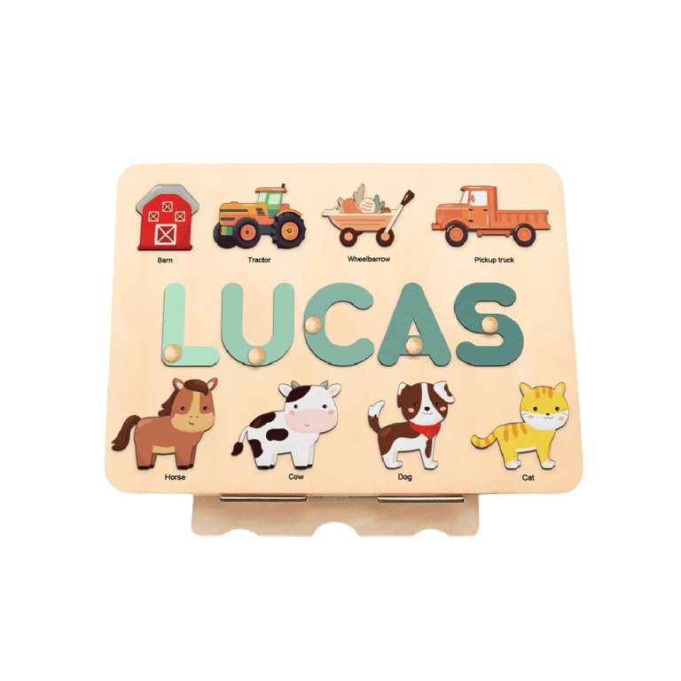 Crafted Gift 3D Naam Puzzel met Pinnetjes en Standaard 5-6 Letters 8 Elementen