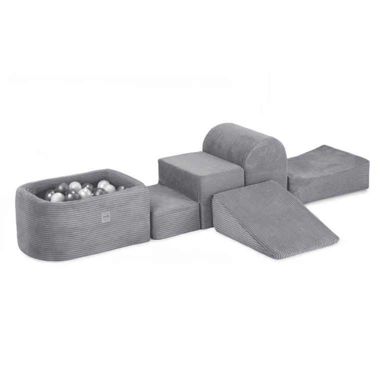 Plush Nest Mini Corduroy Zachte Speelset Met Ballen Grijs