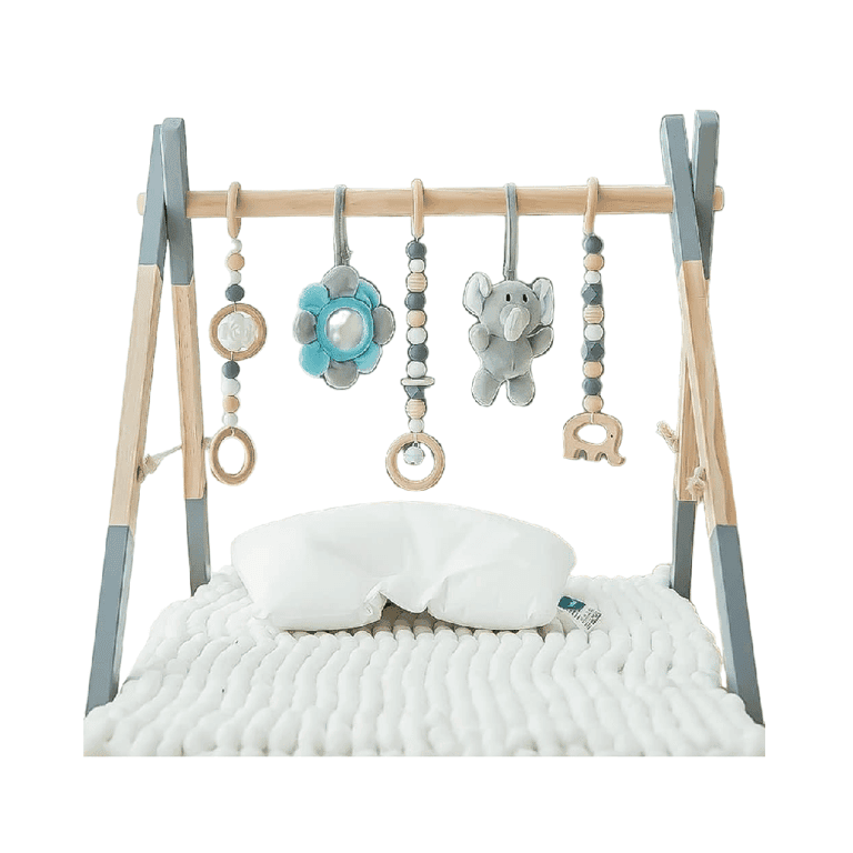 Avrsol Houten Baby Speel Gym met Opvouwbaar Frame Grijs