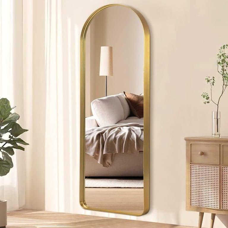 NicBex Gebogen Wandspiegel 162 x 53 cm Geborsteld Goud