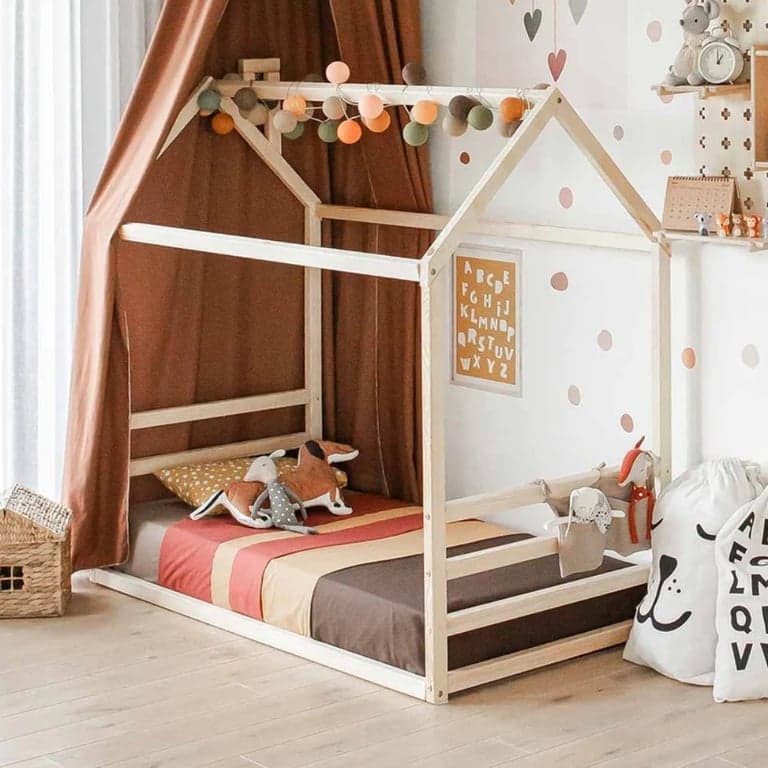Sweet Home From Wood Vloerbed Frame Tweepersoons Berkenhout