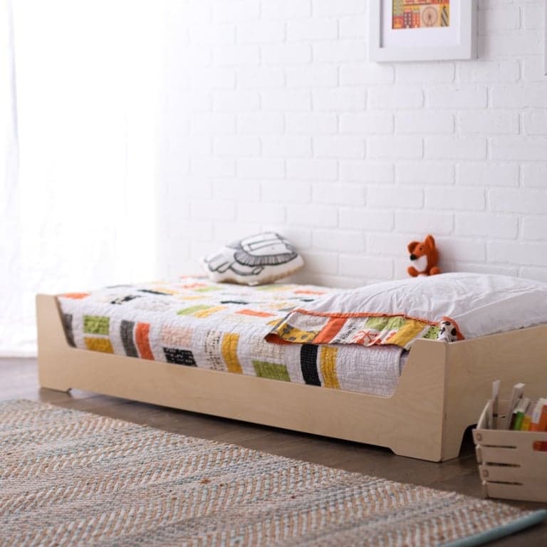 Sprout Kids Montessori Berken Eenpersoons Vloerbed met Lattenbodem