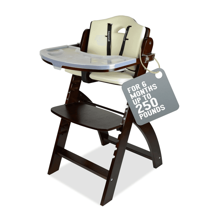 Abiie Beyond Junior Cabrio Houten Hoge Kinderstoel Mahoniehout Crèmekussen