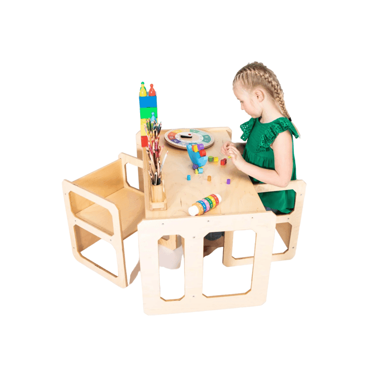 Sweet Home From Wood Peutertafel en 2 Stoelen Set Gelakt