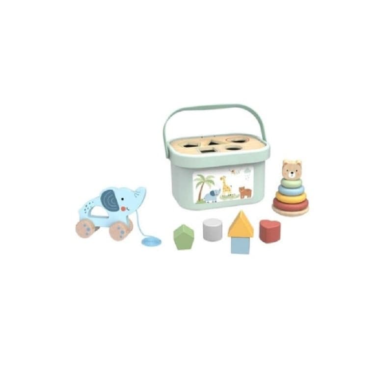 Woopie Green Geschenkset Ringstapelaar Met Vormsorteerder en Trekspeelgoed
