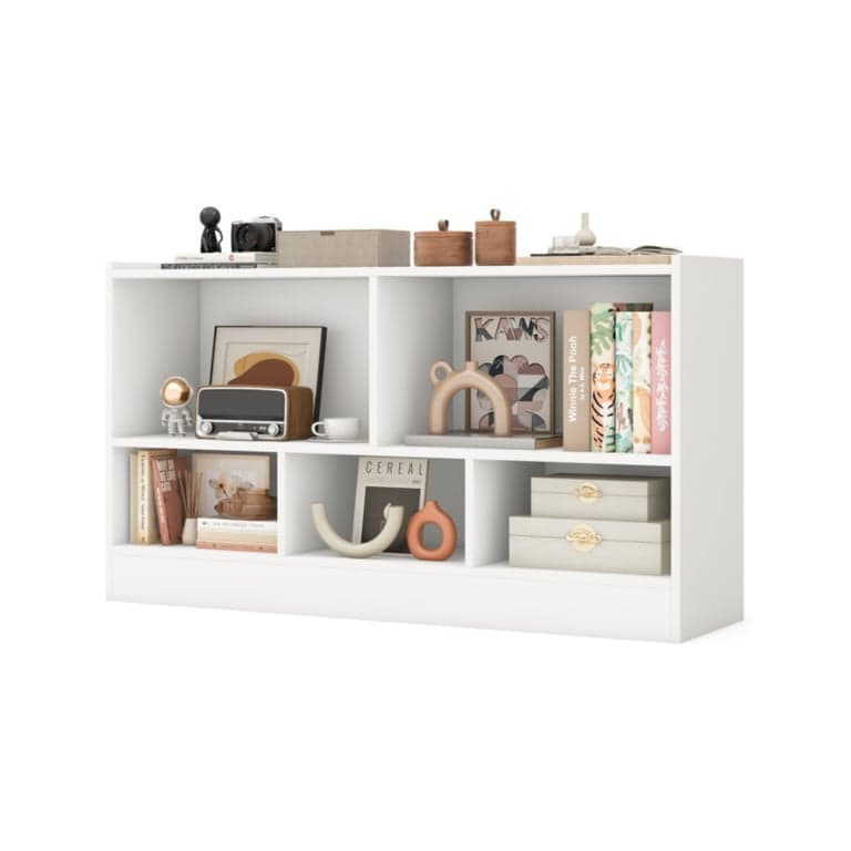 Costway Boekenkast met 2 Planken en Opbergmogelijkheden WIt