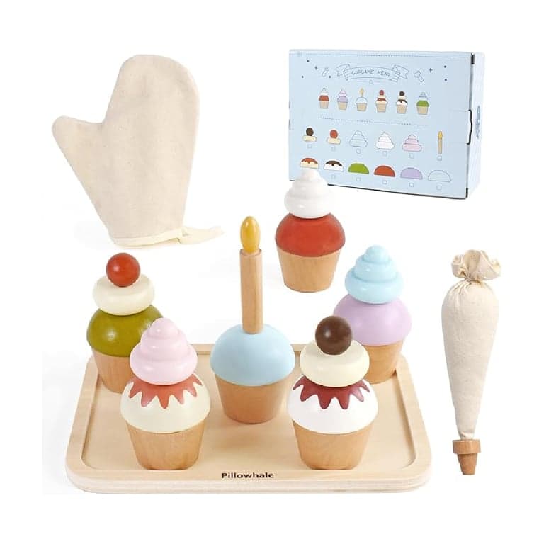 Pillowhale Houten Cupcakes Speelgoed