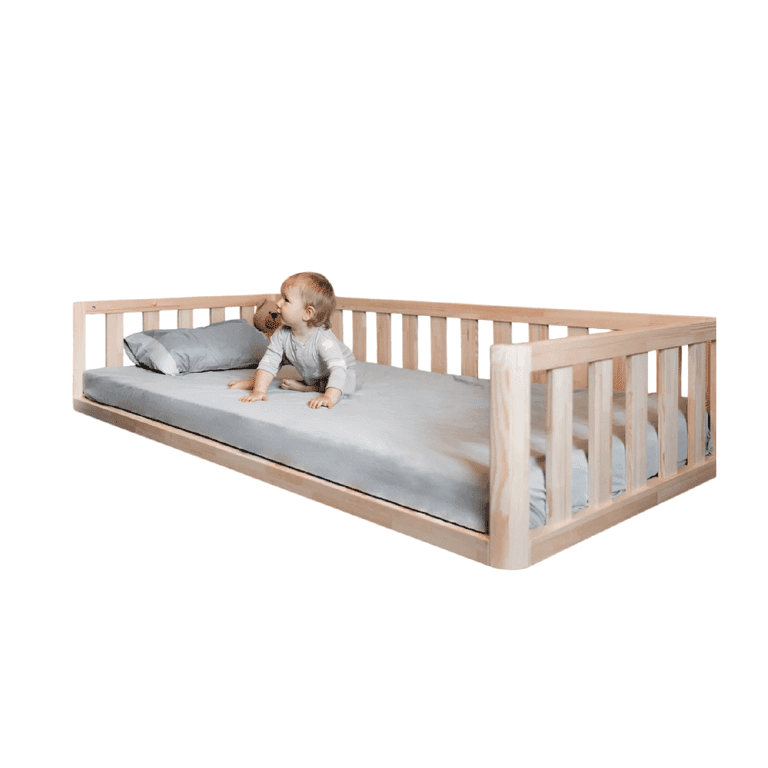 MandreleKids Vloerbed Naturel Zonder Voorreling met Afgeronde Buitenhoeken Eenpersoons 190 x 90