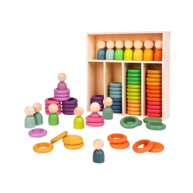 Seaside-Montessori Houten Kleur Stapelspeelgoed