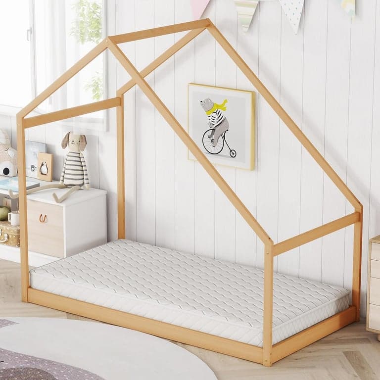 Merax Twin Bedombouw met Dak Naturel