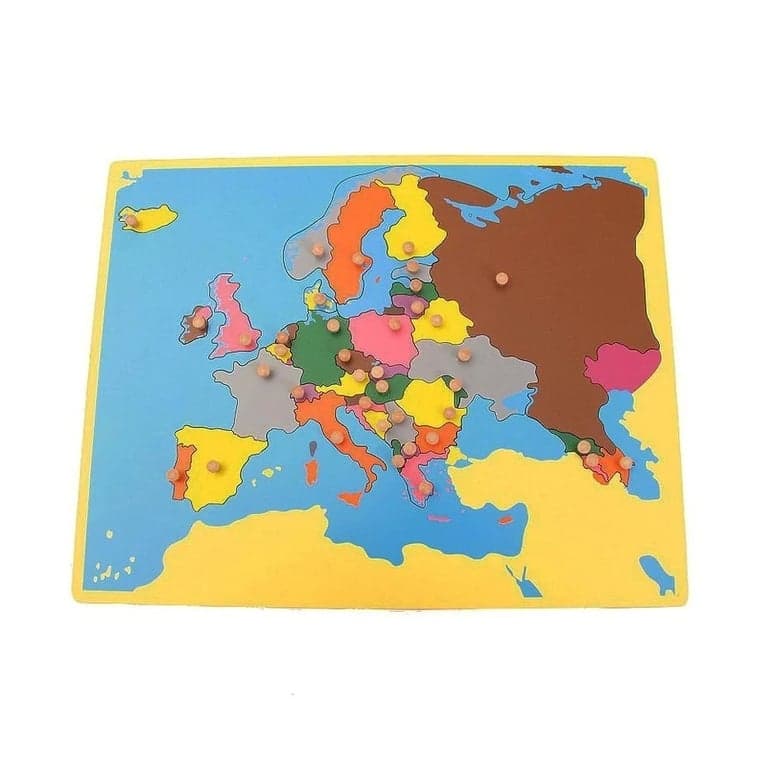Pink Montessori Kaart van Europa op Klein Bord