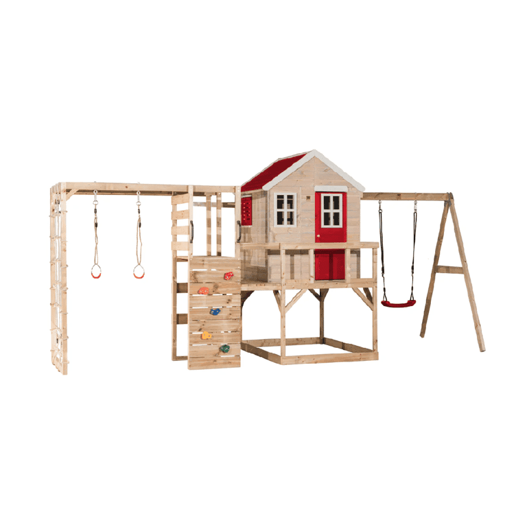 Wendi Toys My Lodge Schommelset met Platform, Enkele Schommel en Gymbevestiging Rood
