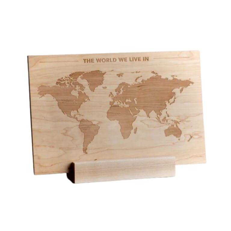 Glad Folk Houten Wereldkaart met Displaystandaard