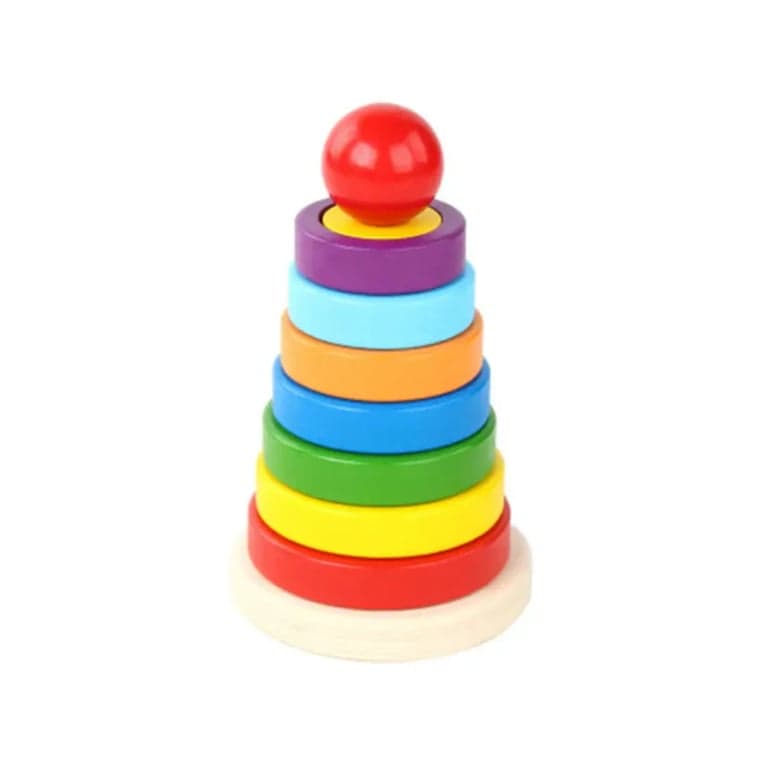 Seaside-Montessori Houten Regenboogtoren Dubbel Gestapeld Rond