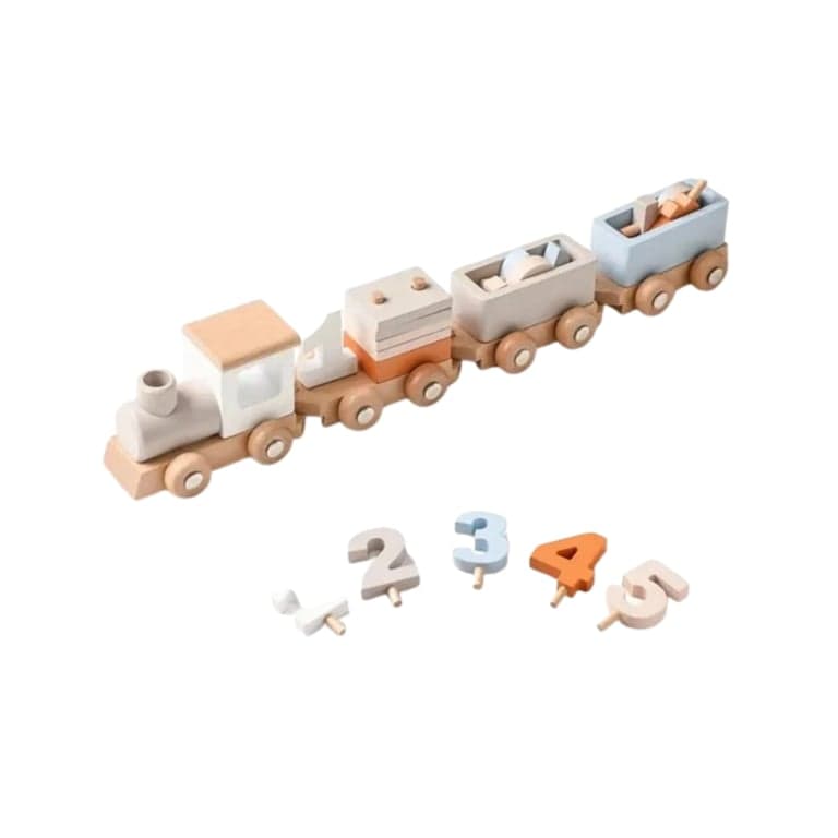 Seaside-Montessori Houten Voertuig Gift Set Verjaardag Trein Stapelaar